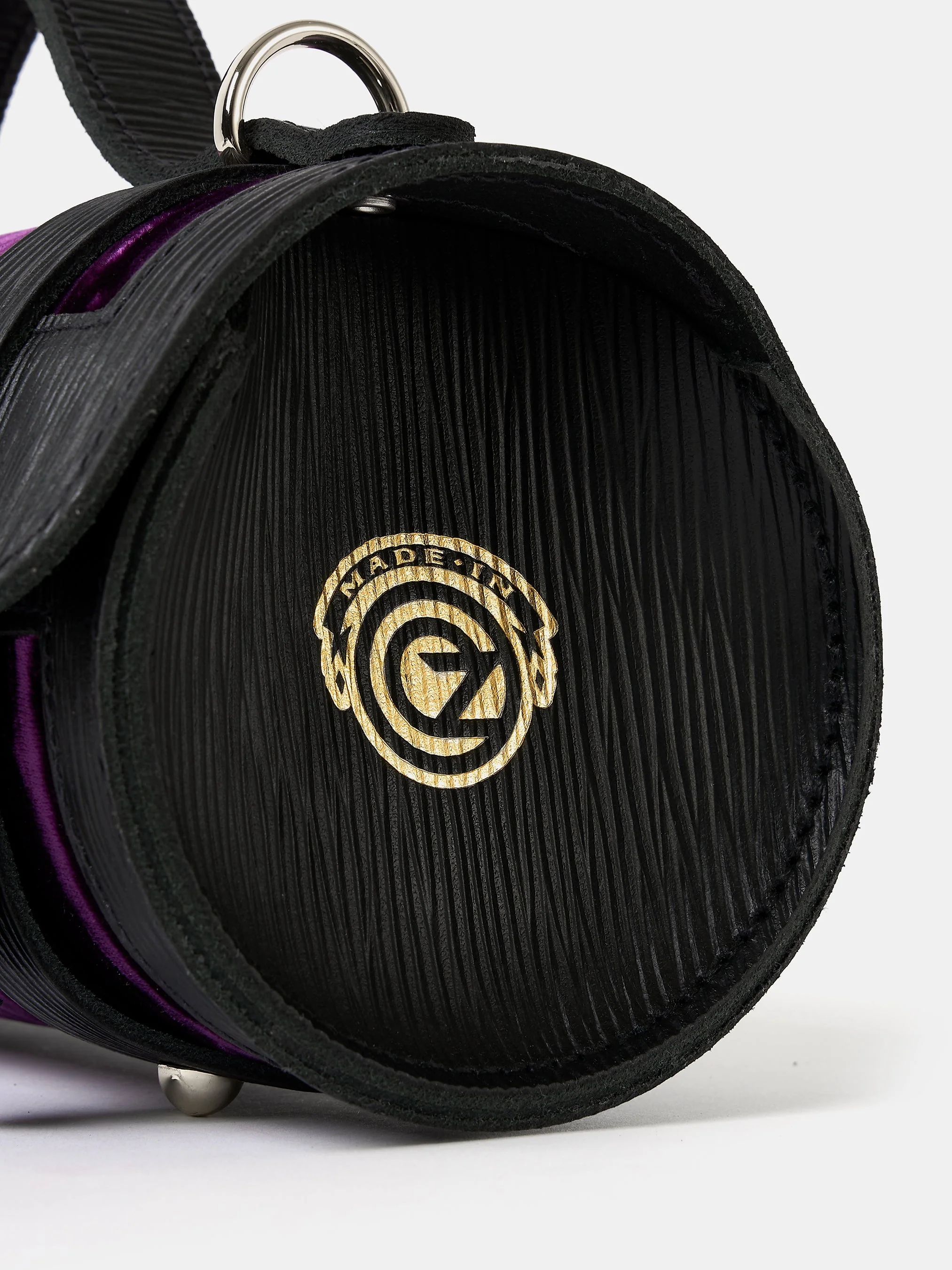 The Mini Bowls Bag - Black 1914 Grain with Purple Velvet - Image 7