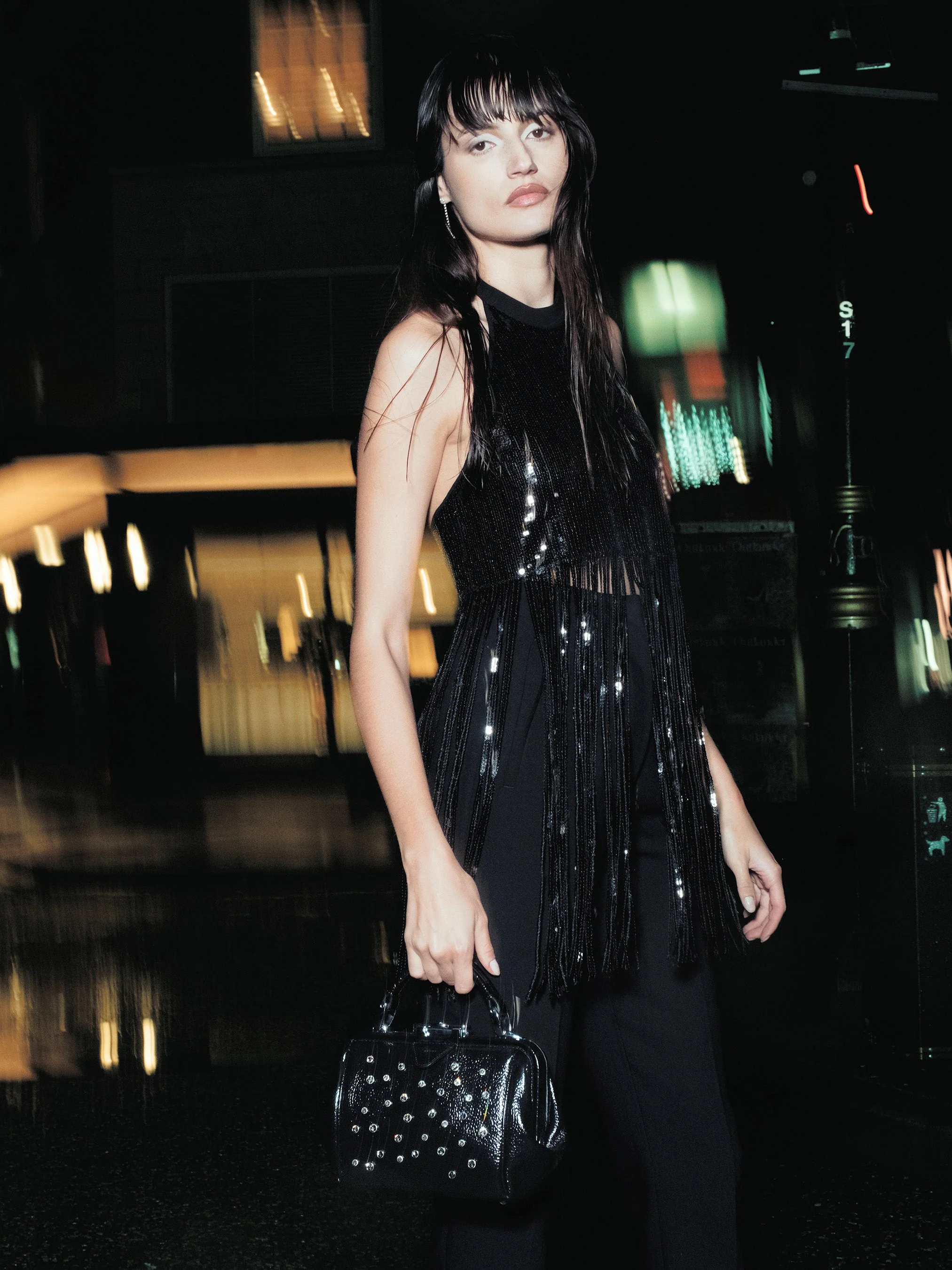 The Mini Sophie - High Shine Black Grain with Swarovski® Crystals - Image 3