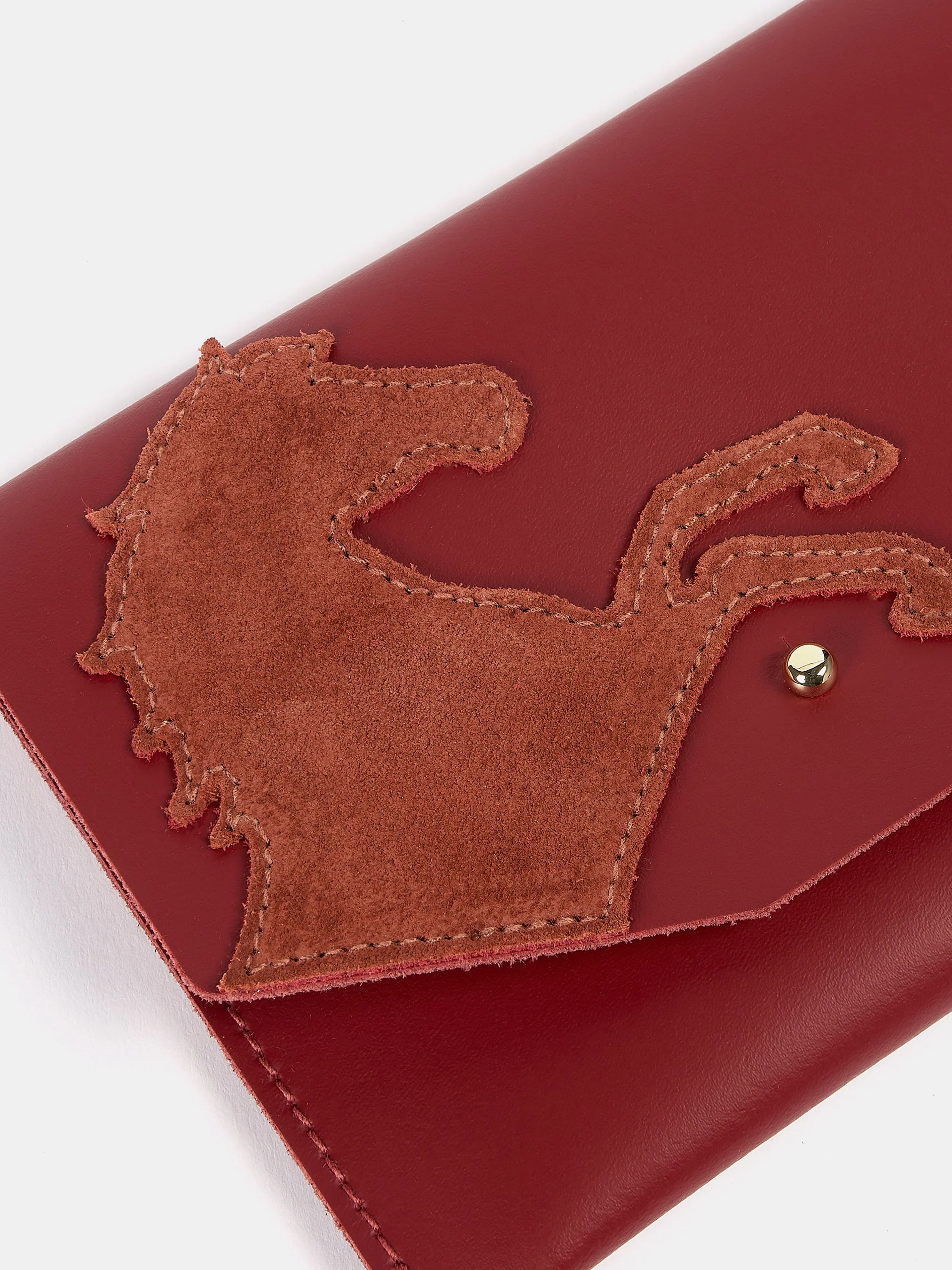 The Year of the Horse Money Purse - Red with Rust Suede Horse - Image 4