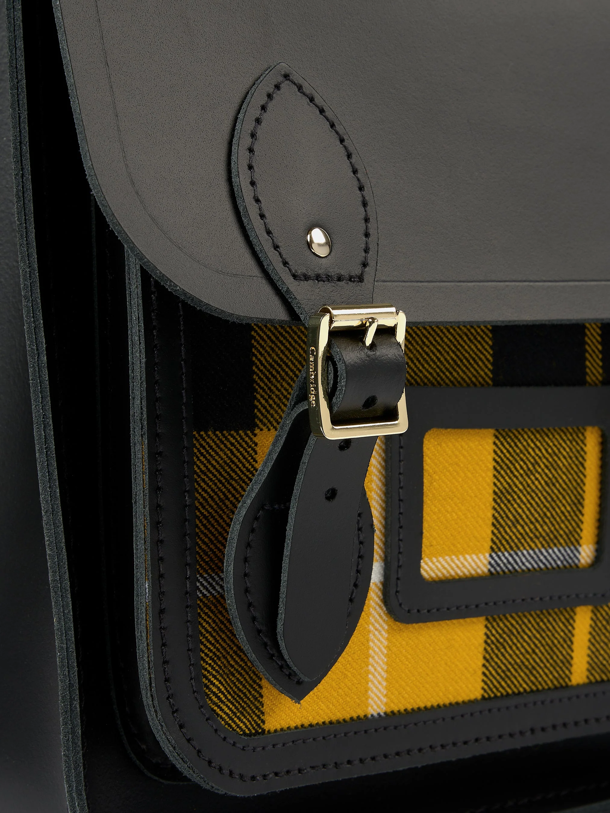 The Small Portrait Backpack - Black with Yellow Tartan - Image 7