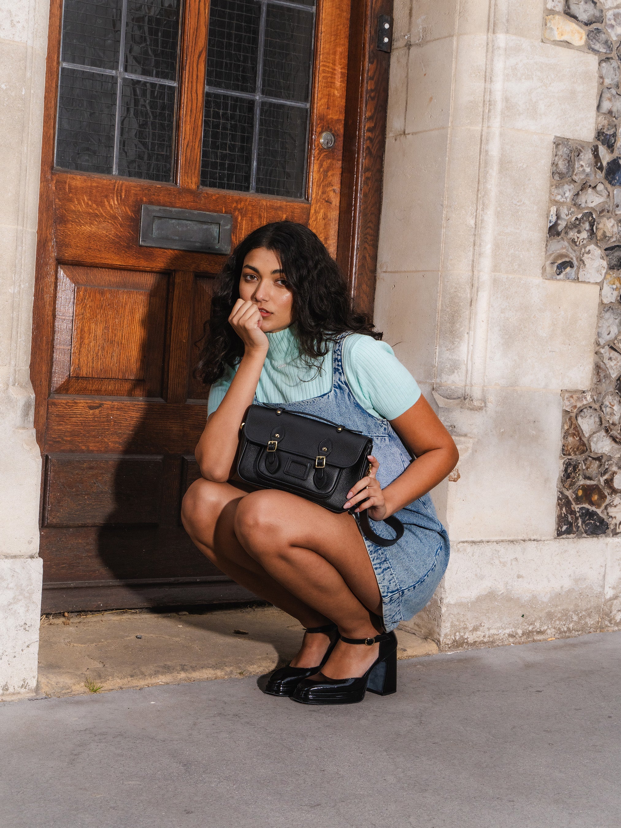The Soft Satchel - Black Calf Grain - Image 3