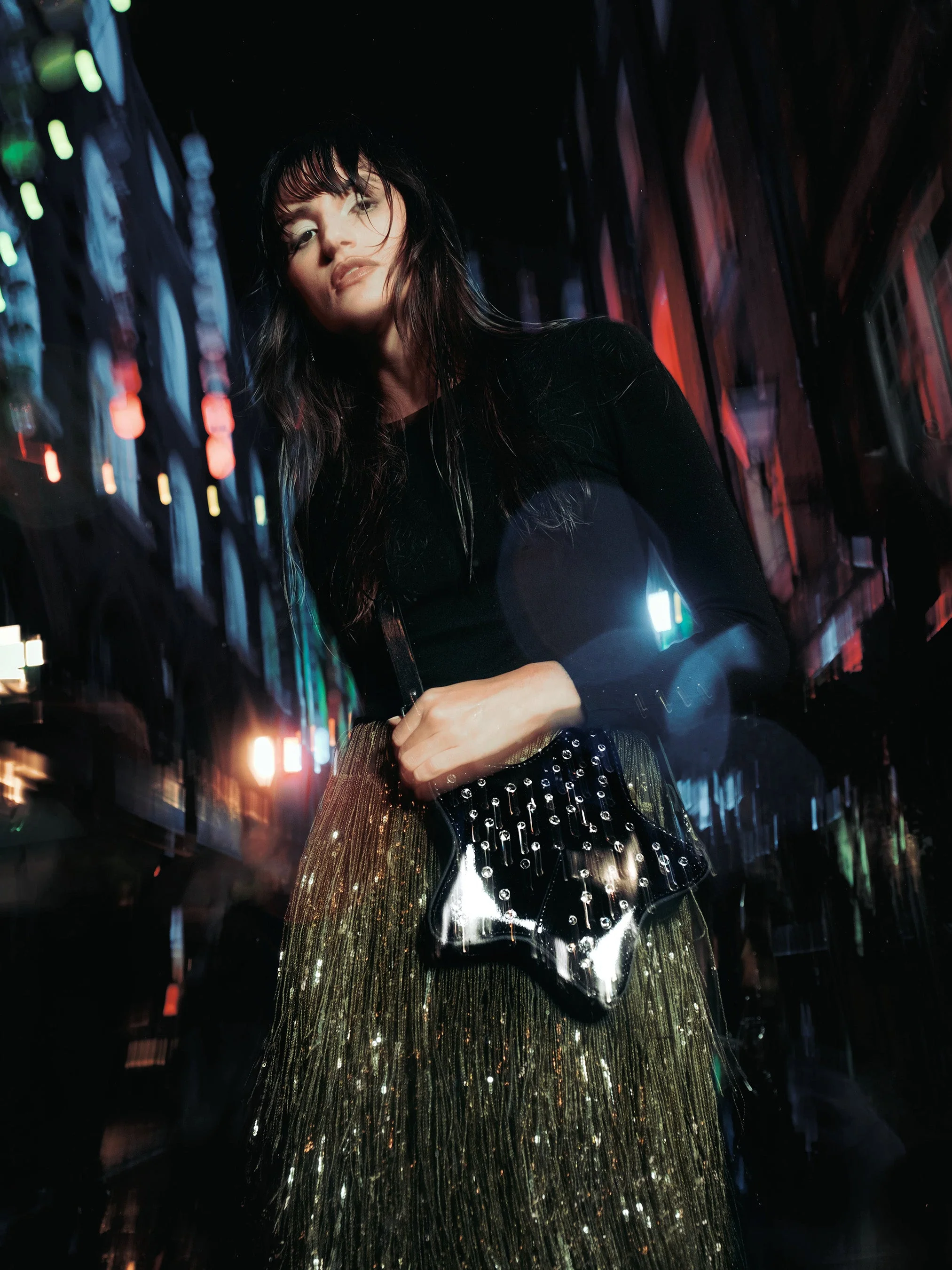 The Star Bag - High Shine Black with Swarovski® Crystals - Image 2