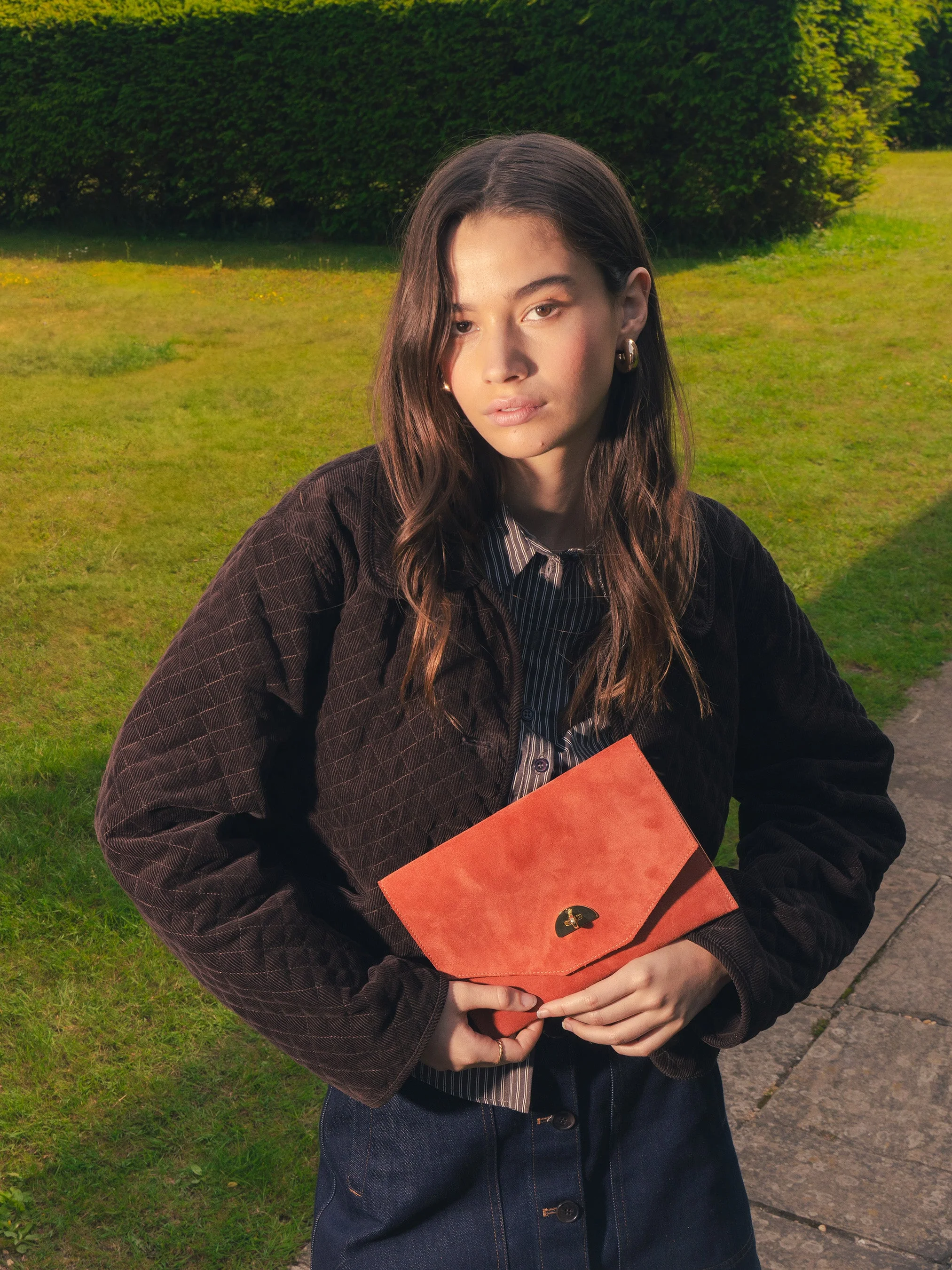 The Twist Lock Pouch - Cinnamon with Suede - Image 3
