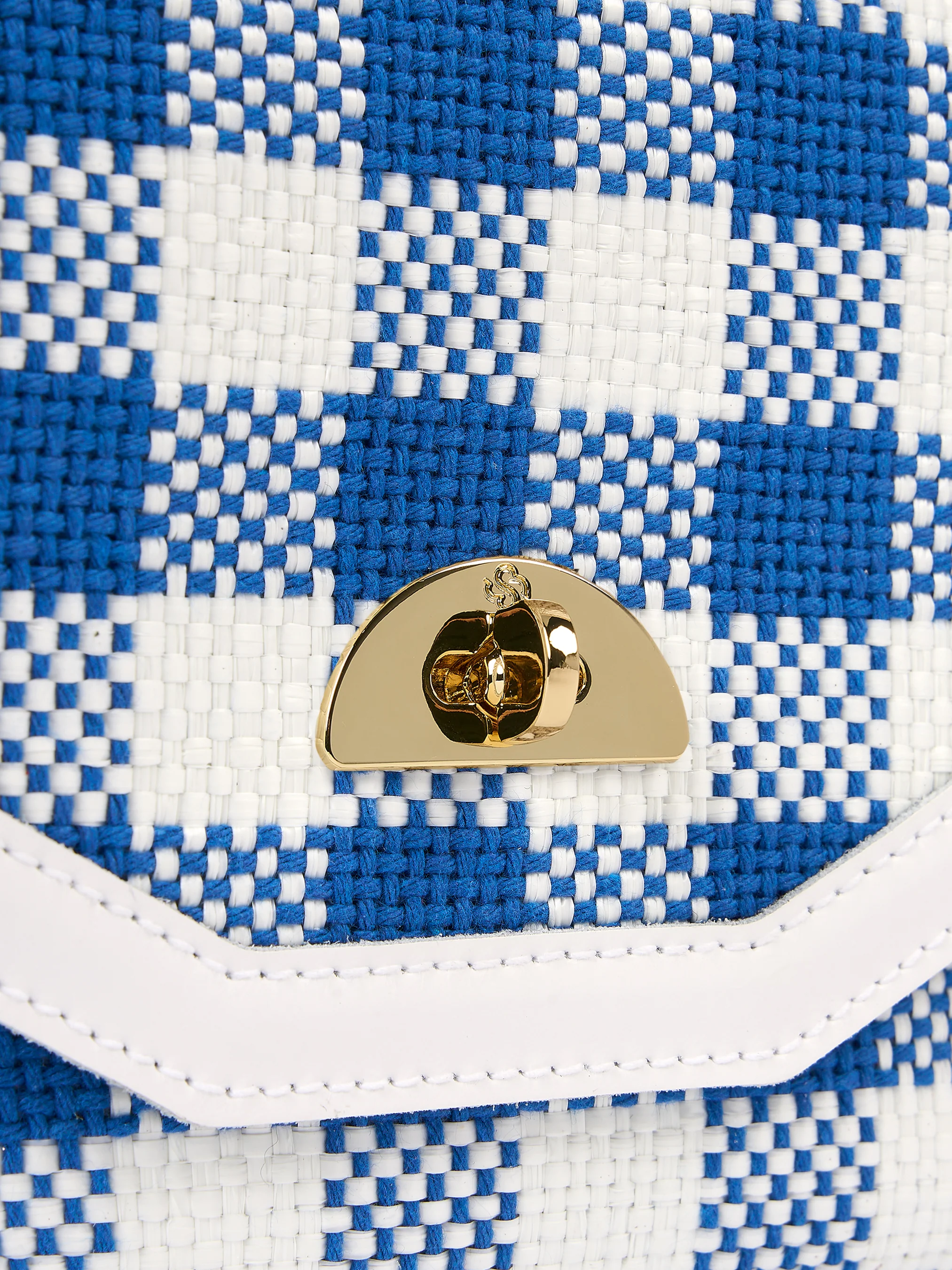 The Twist Lock Pouch - Ultramarine Blue Plaid and Brilliant White - Image 4