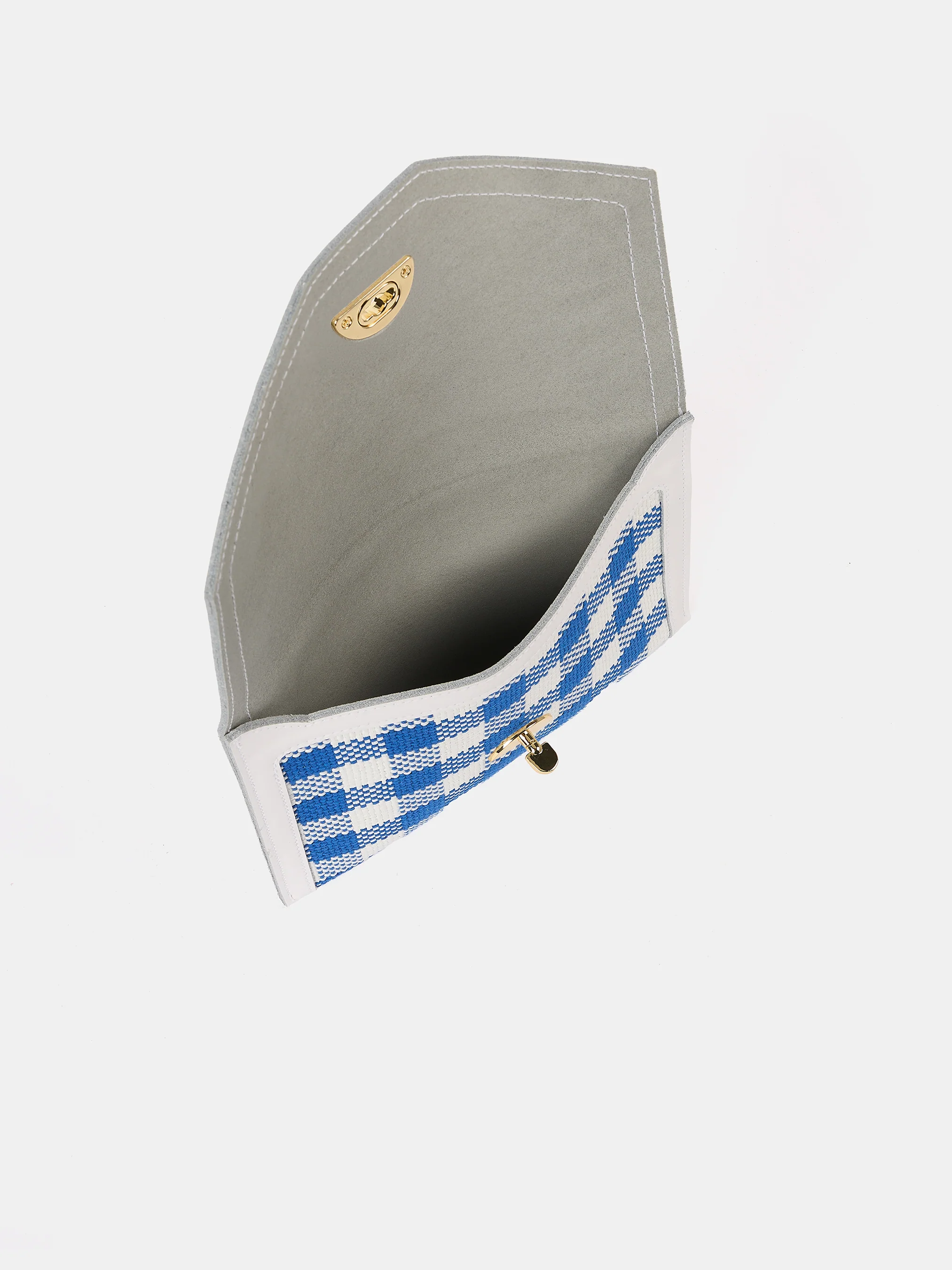 The Twist Lock Pouch - Ultramarine Blue Plaid and Brilliant White - Image 5